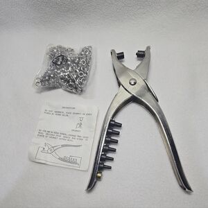 Handheld Grommet Pliers with Silver Finish and Grommet Kit